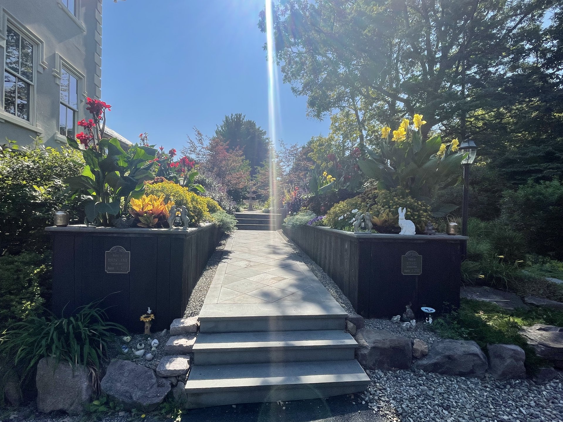 Lush annual plantings, peak season