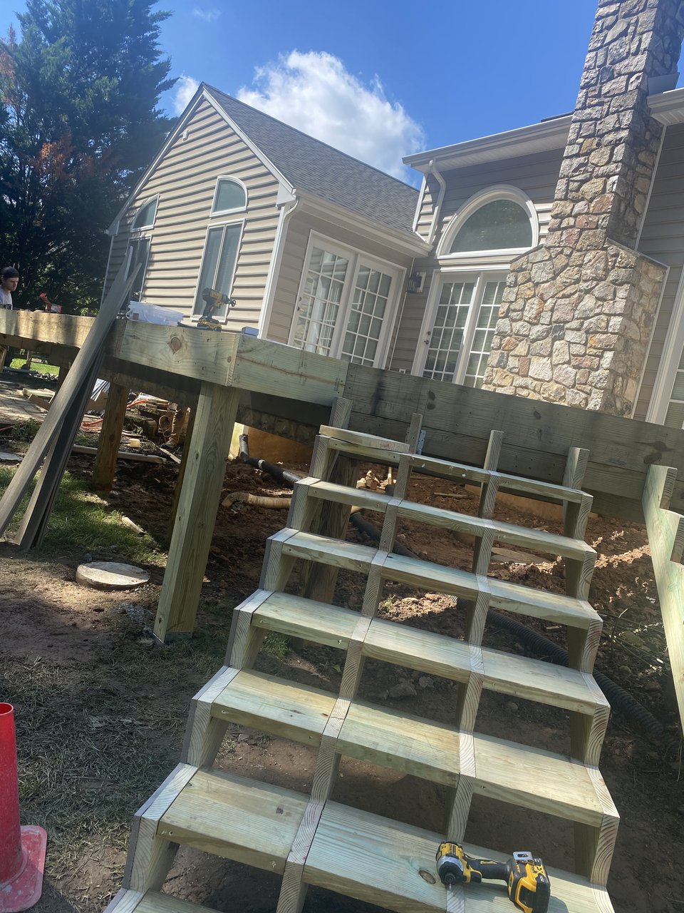 Mid-build deck framing